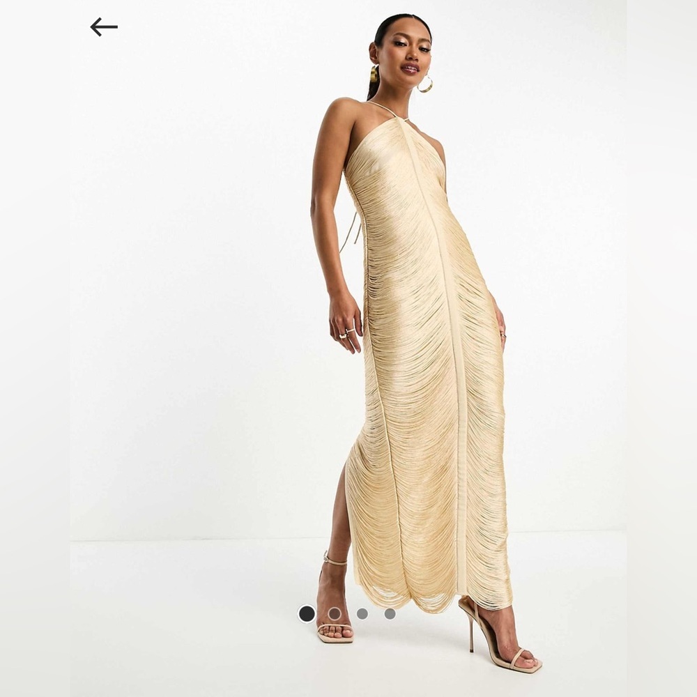 ASOS Fringe Drape Halter Dress